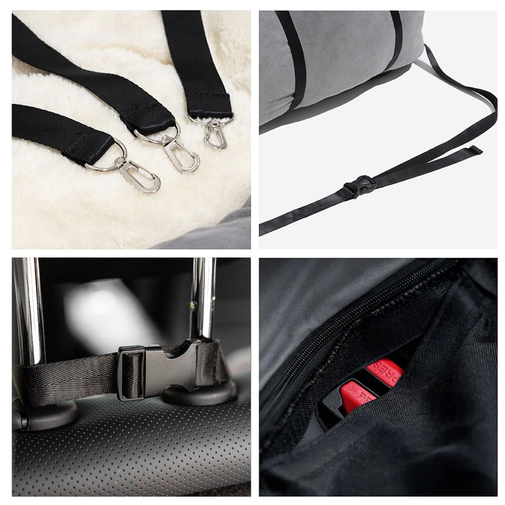 Luxury Dog Car Seat Bed | Detachable Soft Booster Pet Travel Carrier for Back Seat