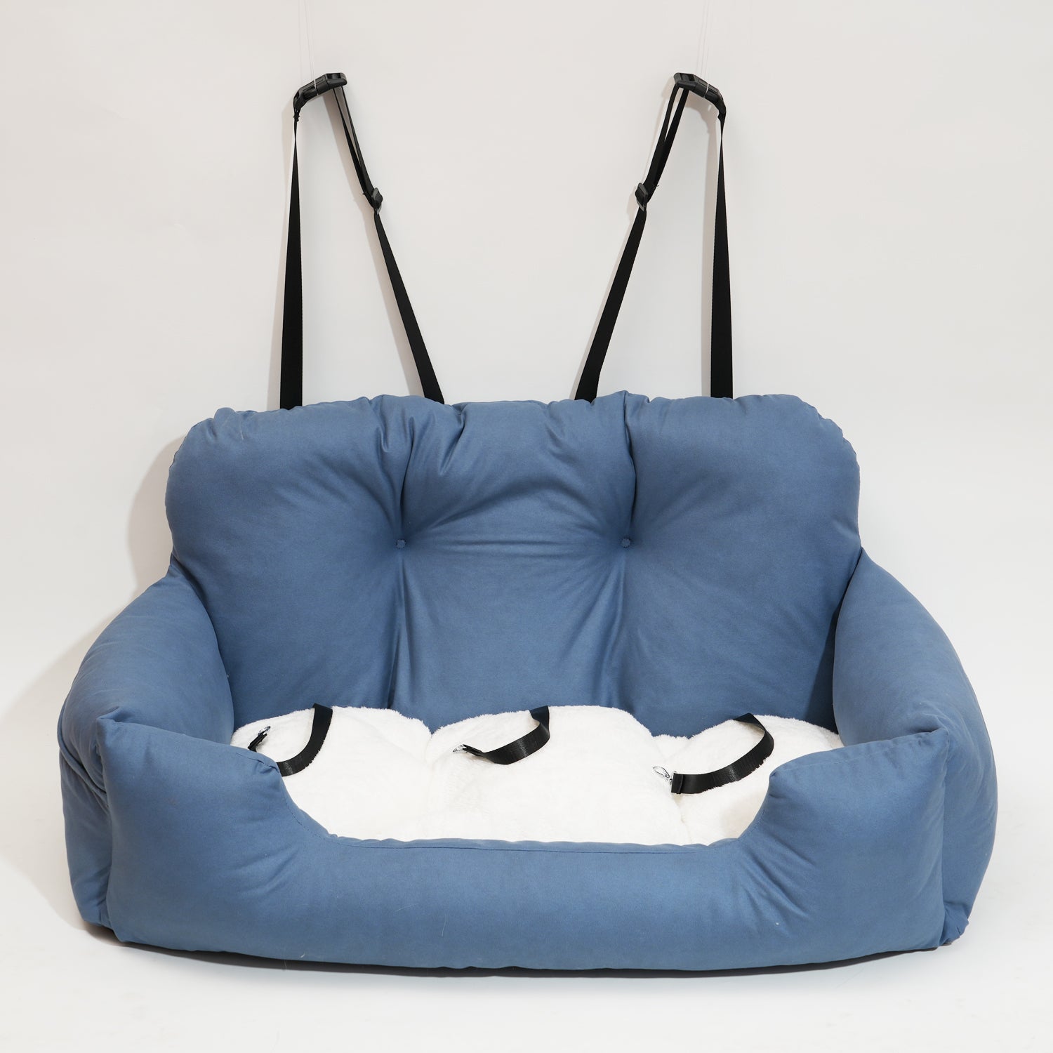 Luxury Dog Car Seat Bed | Detachable Soft Booster Pet Travel Carrier for Back Seat